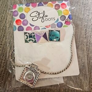 NEW STYLE DOTS SQUARE NECKLACE WITH CRYSTAL & 3 Snaps